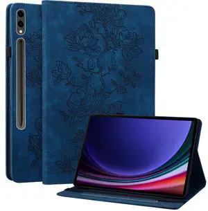 YHDXUYS Case for Samsung Galaxy Tab S10 Plus 2024/S9 FE Plus 2023/S9 Plus 2023 12.4 Inch, Slim PU Leather Folio Cover with Multi-Angle Stand and Pen Holder, Blue