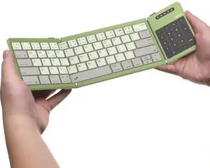 Nillkin Foldable Keyboard with Touchpad, Bluetooth Keyboard with Number Pad, Full Size Keys, Large Trackpad Small Travel Portable Keyboards for iPad Laptop PC Tablets - Green