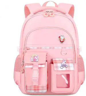 Cute Backpack for Teen Girls Kids Kawaii Bookbag Large School Back Packs Aesthetic Travel Daypack Ages 6-8 8-10 10-12 (Pink,L)