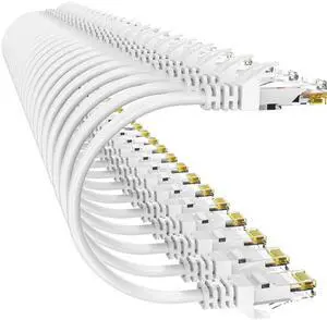 Cat 6 Ethernet Cable 1FT (24Pack), Cat6 Ethernet Patch Cable 10Gbps, High-Speed UTP Cat6 Network Cable Pure Copper, Cat 6 Cable for Home and Office Network, White