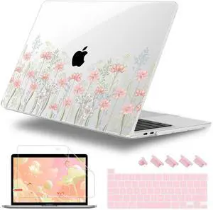 Lepeoac Case for MacBook Pro 13 inch with/Without Touch Bar (2016-2022, M2 A2338 M1 A2289 A2251 A2159 A1989 A1706 A1708), Hard Shell + Keyboard Cover + Dust Plug, Floral C322