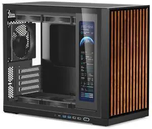 Shiny Snake G600 MATX Gaming Case with 11.3" Auxiliary Screen - Wood Front Panel + Tempered Glass - 34L Mirco Form Factor - Compatible with RX9070XT / RTX 5090 - Walnut Black