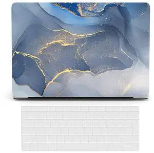 Laptop Case Compatible with MacBook 12 inch with Retina Display (Model A1534,Release 2017 2016 2015), Plastic Protective Cover Hard Shell Case & Keyboard Cover Skin - Blue Gray Marble