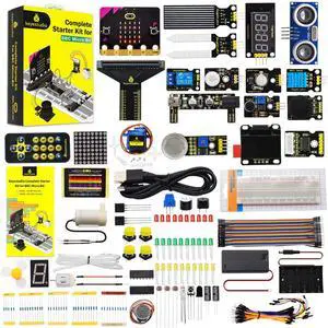 KEYESTUDIO Micro:bit Starter Kit with 40+ Sensors & Modules,Compatible with Micro:bit V2,STEM Coding Projects for Beginners,Includes Online Tutorials & Sample Code