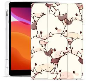 MAYCARI Cartoon Cute Animals Case for iPad 10.9 inch 2022 with Pencil Holder, Original Pattern iPad 10th Generation Soft TPU Back Protective Cover Shell, Auto Sleep/Wake Slim Shell - Cute Calves