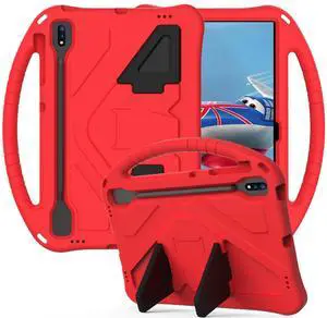Kids Case for Samsung Galaxy Tab S10 Lite/S10 FE/S9 FE 10.9"/Tab S9/S8/S7 11", Techcircle Light Weight Shock Proof EVA Foam Handle Rugged Stand Protective Case, Red