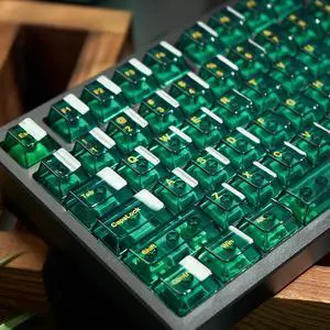 Transparent Green Keycaps, Backlit Clear Crystal Keycap, Shine Through Keycap, 156 Keys PBT Cherry Profile Custom Keyboard Keycap Set, Suitable for 60% 65% 75% 100% Gaming Mechanical Keyboard (Green)