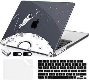 MecBevia Compatible with MacBook Air 13.6 inch Case, M4 A3240/M3 A3113/M2 A2681 (Released 2025 to 2022), Hard Shell, Keyboard Cover, Screen Protector, Webcam Cover & Type-C Adapter, Astronauts Stars