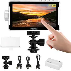 VILTROX DC-V1 Touchscreen Camera Video Monitor, 5.5 Inch 4K HDMI in/Out Video Field Monitor Kit with Sunshade Hood, Support Battery and USB-C, 3D LUT, HDR, 1920X1080DC-550 Lite Upgrade, White
