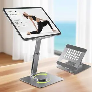 Tablet Stand, Height Adjustable with 360 Rotating Base - Desk Stand Holder, Rotating Display Stand for All 5.8-12.9 iPad Samsung Phone Tablet Kindle E-Reader and More