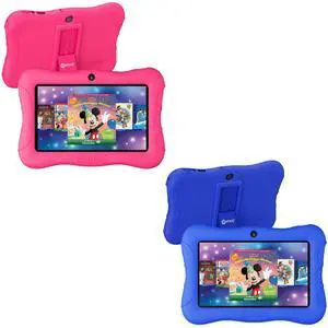 Contixo V9 7" Kids Tablet 2 Pack, Includes 50+ Disney Storybooks, Android, 32GB, WiFi, Learning Tablet for Kids, Protective Case with Kickstand - Dark Blue & Pink