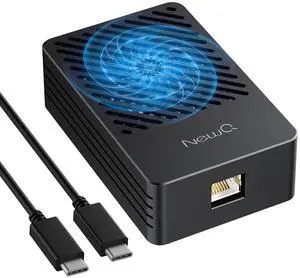 NEWQ 10GbE Ethernet Adapter with Smart Self-Control Cooling Fan, High-Speed RJ45 Network Compatible with Thunderbolt 3 & 4, Plug and Play for Mac, Driver for Windows, Supports 10/5/2.5/1Gbps 100Mb/s
