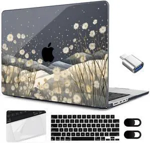 MEEgoodo Case for M4 MacBook Pro 16 inch Case 2024 2023 2021 (A3403/A3186/A2991/A2780/A2485) M3 M2 M1 Pro/Max Chip, Laptop Hard Shell Cases with Keyboard Cover & Trackpad Film, Starry Wildflowers