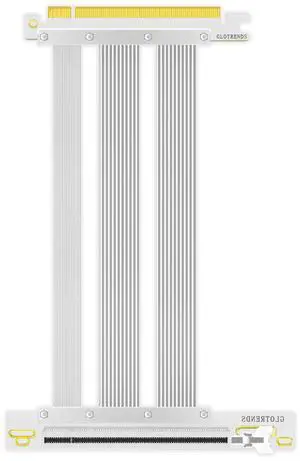 GLOTRENDS 400mm PCIe 5.0 Riser Cable for RTX5090 RTX4090 RX9070 RX7900, Compatible with PCIe 5.0/4.0 GPUs, 90 Degree Right Angle for Vertical GPU Mount