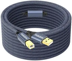 TAISUSAN USB Printer Cable 40ft, High Speed A to B Cord Compatible for Keyboard, MacBook, Printers and Scanners - Gray