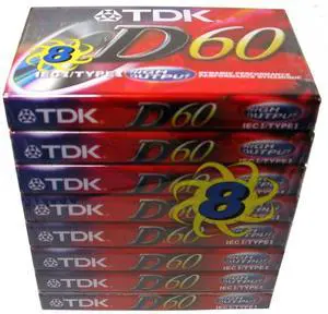 TDK Audio Cassette Tape - 60 Minute (8 Pack, Red)