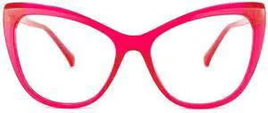 Zeelool Stylish TR90 Oversized Cat Eye Glasses with Non-prescription Clear Lens for Women Shelby OT414973-06 Bright-Pink