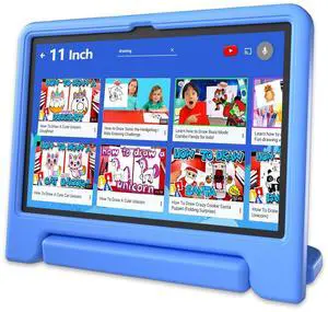 JREN 11" Kids Tablet Android 15 128GB Storage, 6GB RAM,WiFi & Bluetooth, Parental Controls  Tablet for Kids Teens, Children Tabletas with Case Cameras Blue