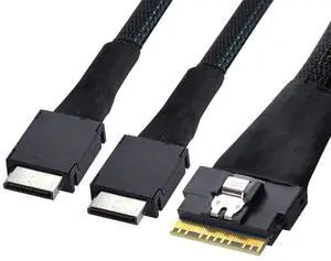 Cablecc PCI-E Ultraport Slimline SAS Slim 4.0 SFF-8654 8i 74pin to Dual Oculink SFF-8611 Cable 50cm PCI-Express