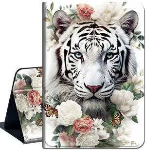 Case for All-New Amazon Fire HD 10 Tablet (13th Generation 10.1", 2023 Release),Slim Lightweight Smart Shell Stand Cover with Auto Wake/Sleep for Fire Tablet 10 2023,White Tiger/Butterfly