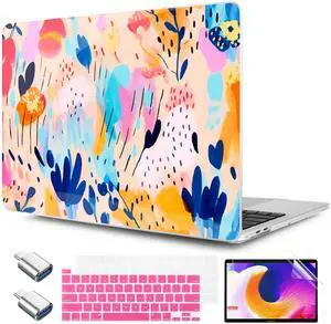 TWOLSKOO Compatible with MacBook Pro 13 inch Case 2023-2016 A2338 M2/M1 A2251 A2289 A2159 A1989 A1706, Plastic Hard Shell Cover & Keyboard Skin & Screen Protector, Bright Abstract Florals