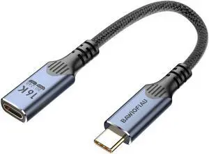 1ft/0.3M usb c to usb c Extension Cable Compatible with Thunderbolt 5, high Speed 80gbps Data Transfer,240w USB 5 Type C Male to Female Extension Cable 5A Fast Charging,8K/16K Video Display.
