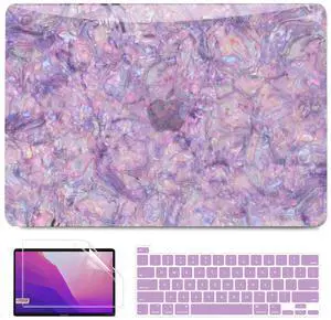 BELKA Compatible with MacBook Pro 13 inch Case M2 2025 2024 2023 2022-2016 A2338 M1 A2251 A2289 A2159 A1989 A1708 A1706, Plastic Hard Shell Case +Keyboard Cover +Screen Protector, Shiny Purple Pearl