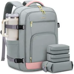 LOVEVOOK 50L Travel Backpack for Women Flight Approved, Carry on Backpack for Airplanes, TSA Personal Item Travel Bag, Waterproof 18 Inch Laptop Backpack, Business Weekender Overnight Daypack, 4Pcs