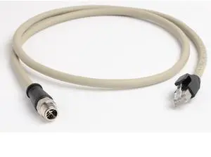 HangTon M12 Ethernet 8 Pin X-Code RJ45 CAT.6A GigE Cable for Beckhoff Basler Cognex Vision Camera Sensor Barcode Reader PLC Router Switch Network, Gray, 1M