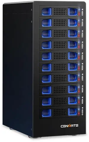 CENMATE 10 Bay Hard Drive Enclosure with Cooling Fan for 2.5/3.5" SATA HDD/SSD with USB A/C 3.0 Cable, 3.5 Hard Drive Enclosure Supports 200TB Capacity, Tool-Free HDD Enclosure, DAS(NO RAID/NAS)