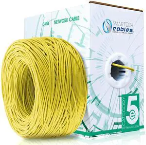 Smartech Cables Cat5e Plenum Cable 1000ft (CMP) - Solid Conductor Cat5e Cable 1000ft - 24 AWG, 350 MHz, 4 Pair, UTP Cat 5e Ethernet Cable, Available in 6 Colors