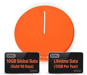 SIMO Solis Hero 4G LTE Hotspot, Includes Lifetime Data (12GB Per Year) and 10GB Global Data, Access Multiple Carriers, Internet in 140+ Countries, No Contract, Mobile Wi-Fi for Travel