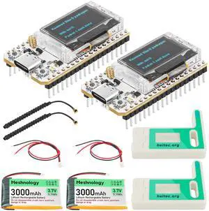 2 Pack ESP32 LoRa V3 Module Board with 3000mAh Battery Set - with 915MHz Antenna and SX1262 LoRa V3 Case Devices for Meshtastic Arduino LoRawan IOT
