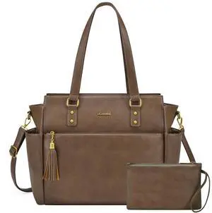 LOVEVOOK Laptop Tote Bag for Women 15.6 Inch Vintage Work Bag with Large Cup Holder, Waterproof Computer Teacher Bag