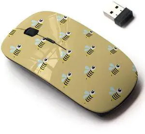 2.4G Wireless Mouse with Cute Pattern Design for All Laptops and Desktops with Nano Receiver - wasp bee Bumblebee Pattern 2.4G Wireless Mouse with Cute Pattern Design for All Laptops and Desktops with Nano Receiver - wasp bee Bumblebee Pattern