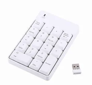 2 . 4GHz Numeric Keypad USB Numeric Keypad Numpad Number with Mini USB Receiver 18 Keys for Laptop PC New(White) 2 . 4GHz Numeric Keypad USB Numeric Keypad Numpad Number with Mini USB Receiver 18 Keys for Laptop PC New(White)