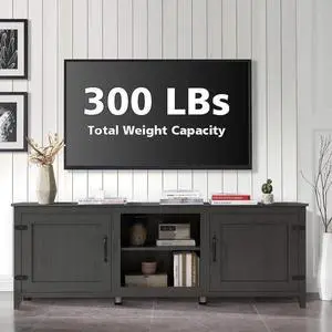 Wesome TV Stand Storage Media Console Entertainment Center,Tradition Black,with doors