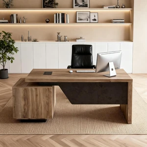 62.99" to 70.87" Extendable Executive Office Desk, Reversible (Left/Right) PC Computer Workstation with Storage Cabinet & Cable Management, Modern Business Furniture Right Wood 62.99" to 70.87" Extendable Executive Office Desk, Reversible (Left/Right) PC Computer Workstation with Storage Cabinet & Cable Management, Modern Business Furniture Right Wood