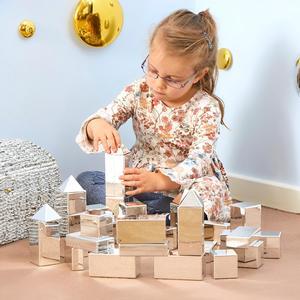 TTS Metallic Mini Construction Blocks  Mirror Finish Sensory Building Set  STEM Learning Toy for Kids - 32 Pieces