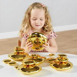 TTS Sensory Mirrored Stacking Pebbles  20pcs, Gold, Reflective Learning & Fine Motor Toy