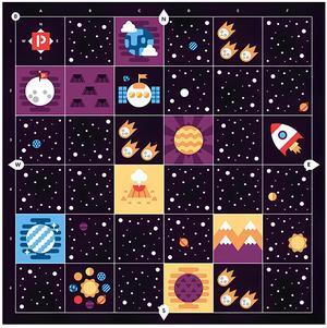 Primo Cubetto Deep Space Adventure Map Fabric Play Mat for Educational Coding Floor Robot, Kids Learning Programming Toy, Educational Fun Toy for 3+ Years Children