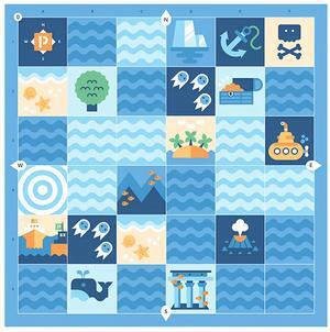Primo Blue Ocean Adventure Map Fabric Play Mat for Cubetto STEM Coding Floor Robot, Kids Learning Programming, Educational Fun Toys for 3+ Years Children