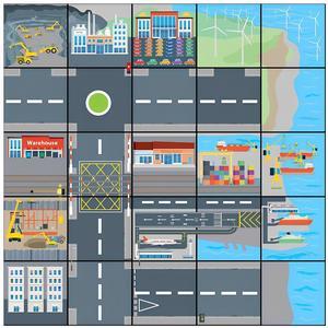 TTS Transport & Industry Mat for Bee-Bot & Blue-Bot Coding Robots - STEM Educational Floor Activity Mat for Kids Ages 3+, Classroom Teaching Tool & Learning Gift
