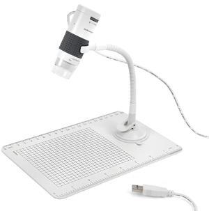 TTS Digital USB Monocular Flex-View Microscope - 60x to 250x Magnification with Dual Focal Points, 4 LED Lights, Educational Science Tool for Classroom, Lab, or Home, Kids & Teens Ages 3+