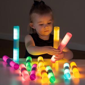 TTS Rechargeable Light-Up Glow Cylinders - 12-Piece Set | Sensory Toy for Kids Ages 10 Months & Up | Visual Stimulation & Early Learning