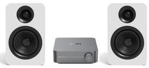 Kanto YUP4 4" Woofer, 120W Wireless Streaming Bookshelf Speaker System, WiiM Amplifier, w/ 10 FT OFC 14 Gauge Speaker Wire (White)