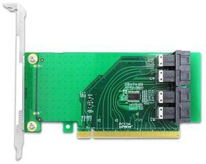 eShinreal 4-Port PCIe 3.0 x16 to U.2 NVMe SSD Adapter (SFF-8643) Support 4x U.2 SSD (Bifurcation Required)