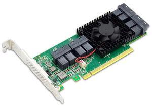 eShinreal PCI Express x16 to 8 SFF-8643 NVMe Switch Card Support 8x U.2 NVMe SSD-PLX8748
