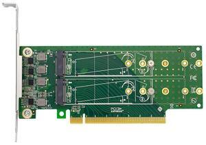 eShinreal PCIe x16 to 4-Port M.2 NVMe SSD Adapter- Low Profile