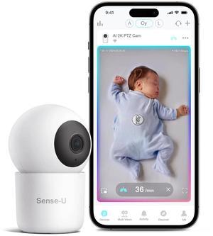 Sense-U AI 2K PTZ Baby Camera Monitor with Sensor-Free Sleep Breathing Movement Detection